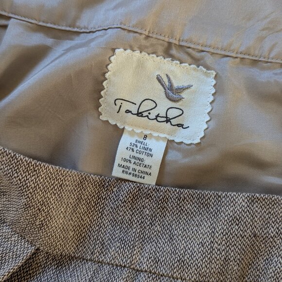 Tabitha Anthropologie Beige Linen Cotton Pleated Pencil Skirt Womens 8 - Picture 4 of 7